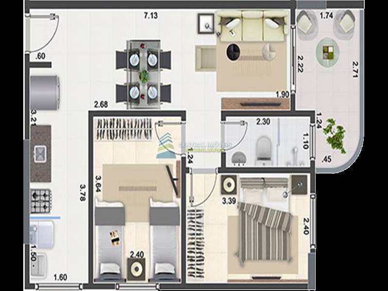 Apartamento à venda com 2 quartos, 54m² - Foto 3