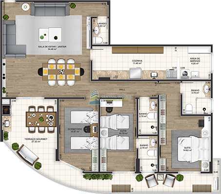 Apartamento à venda com 3 quartos, 144m² - Foto 2