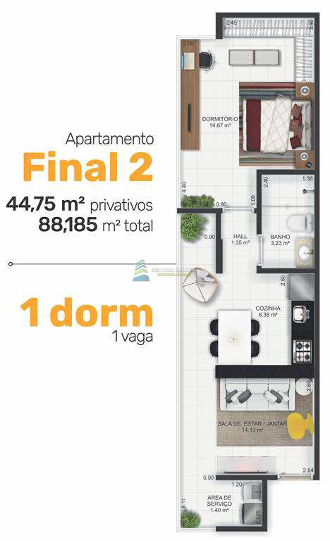 Apartamento à venda com 1 quarto, 44m² - Foto 13