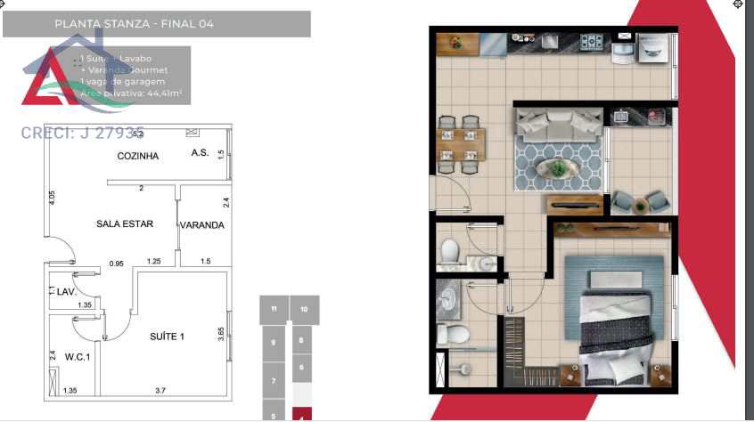 Apartamento à venda com 1 quarto, 44m² - Foto 13