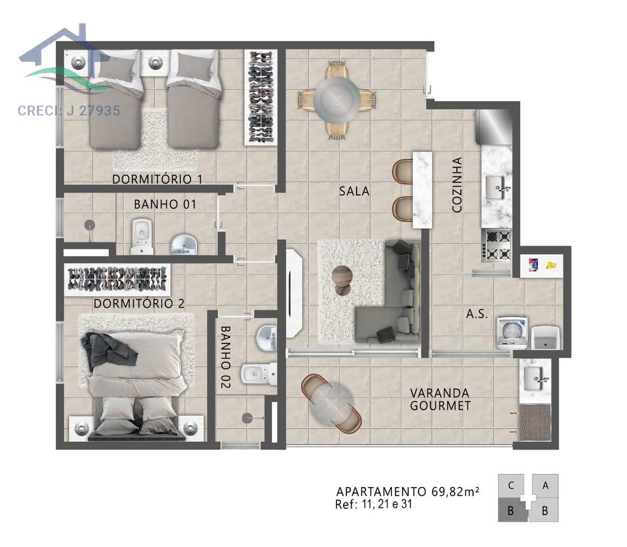 Apartamento à venda com 2 quartos, 69m² - Foto 30