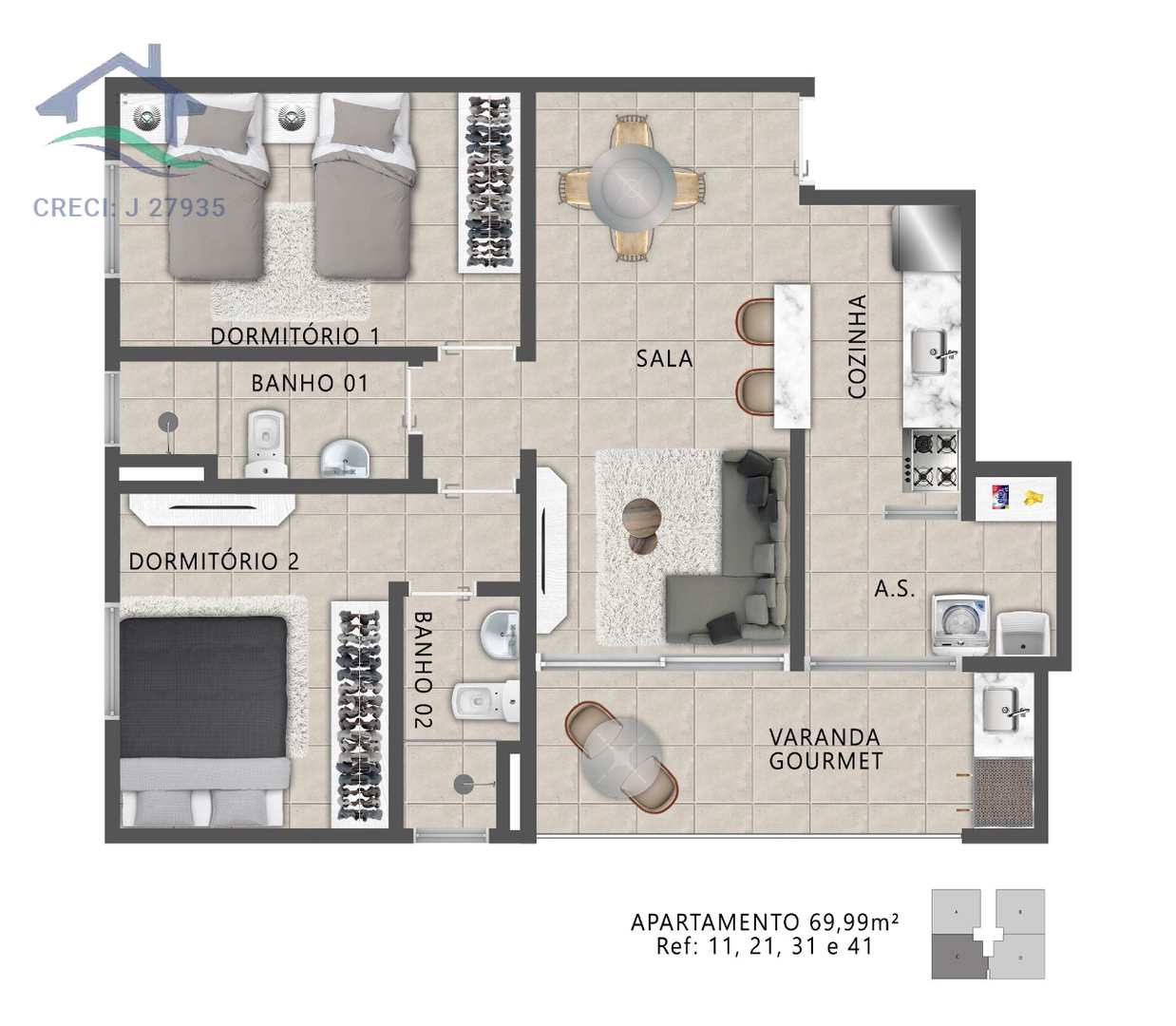 Apartamento à venda com 2 quartos, 69m² - Foto 31