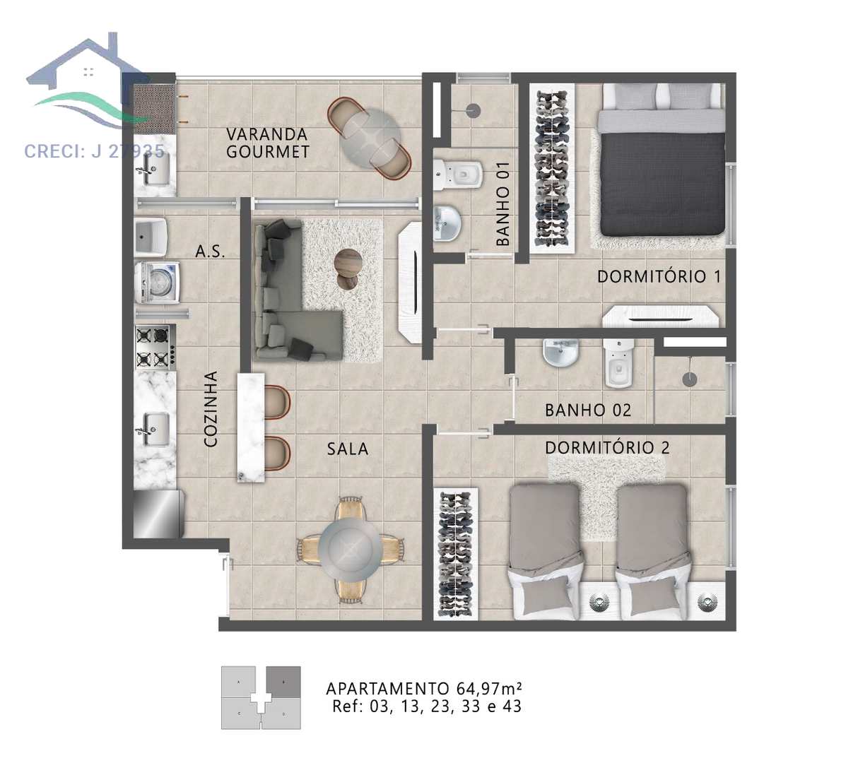 Apartamento à venda com 2 quartos, 69m² - Foto 33