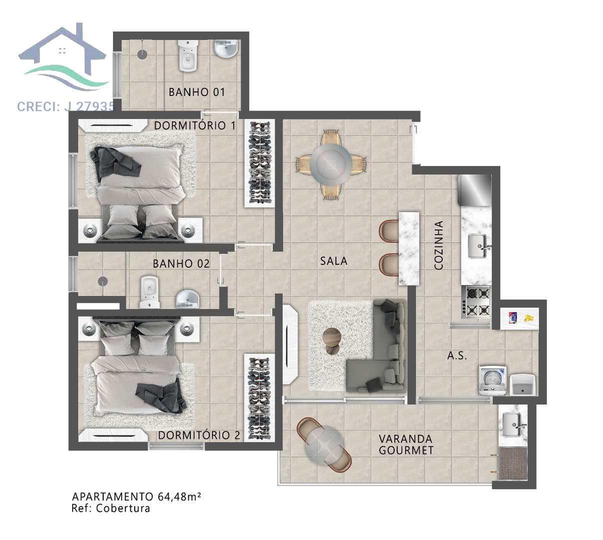 Apartamento à venda com 2 quartos, 69m² - Foto 29