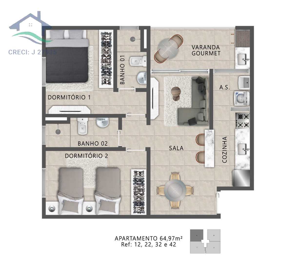 Apartamento à venda com 2 quartos, 69m² - Foto 28