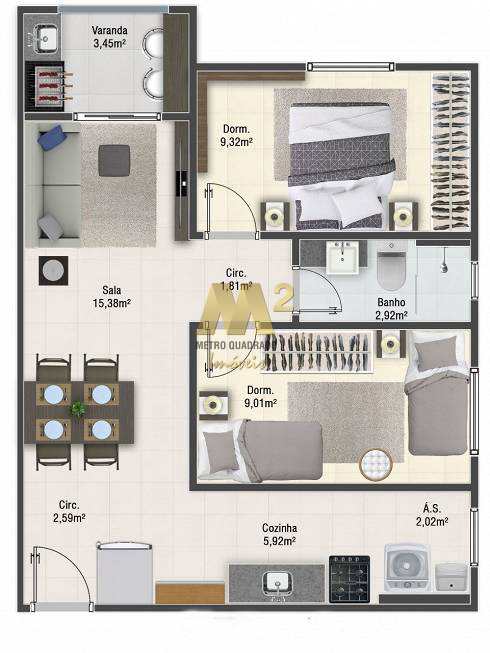 Apartamento à venda com 2 quartos, 56m² - Foto 21