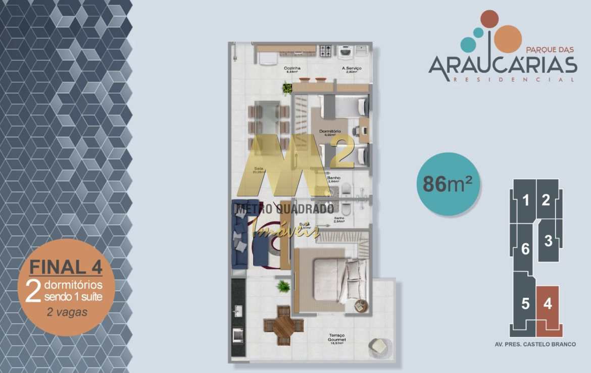 Apartamento à venda com 2 quartos, 86m² - Foto 1