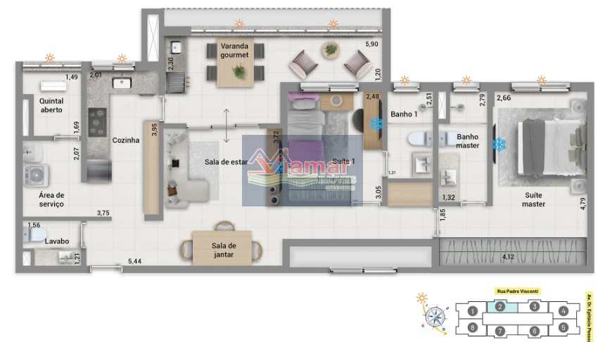 Apartamento à venda com 3 quartos, 128m² - Foto 4