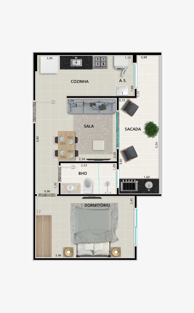 Apartamento à venda com 1 quarto, 40m² - Foto 3