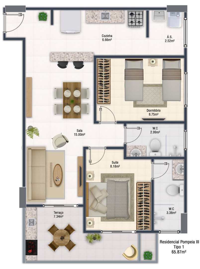 Apartamento à venda com 2 quartos, 65m² - Foto 3