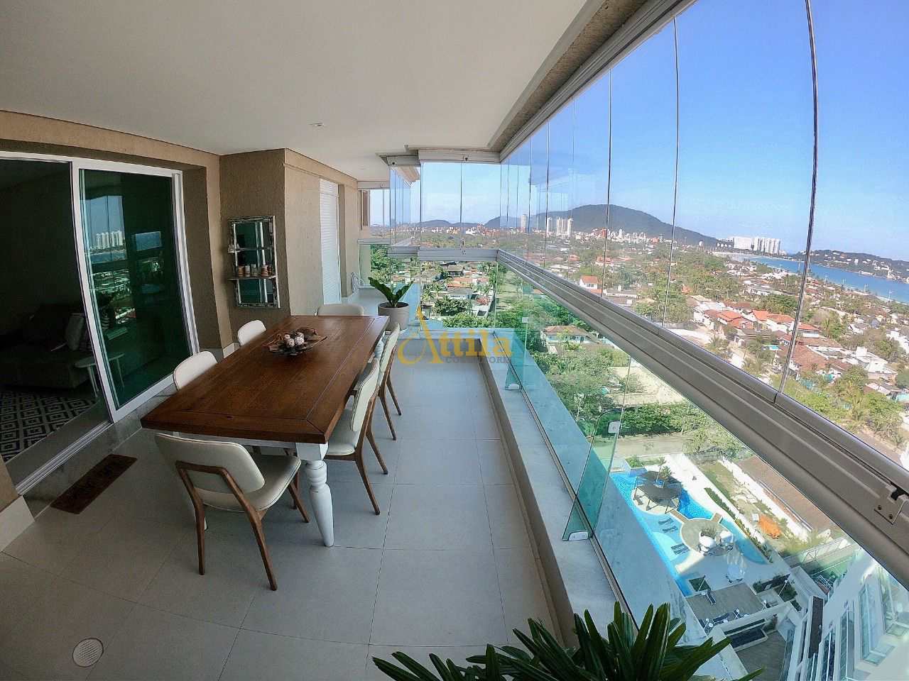 Apto 4 dorms., vista mar, 2 vagas. lazer, Enseada
