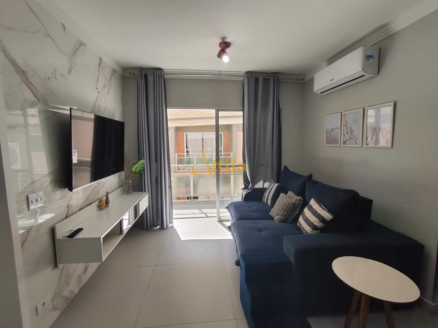 Apto decorado, 3 dorms., sacada, lazer, 1 vaga, Enseada