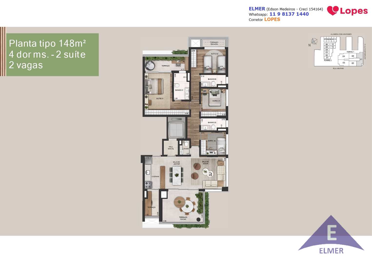BEM MOEMA - Aptos de 148 m² 123 m² 80 m²