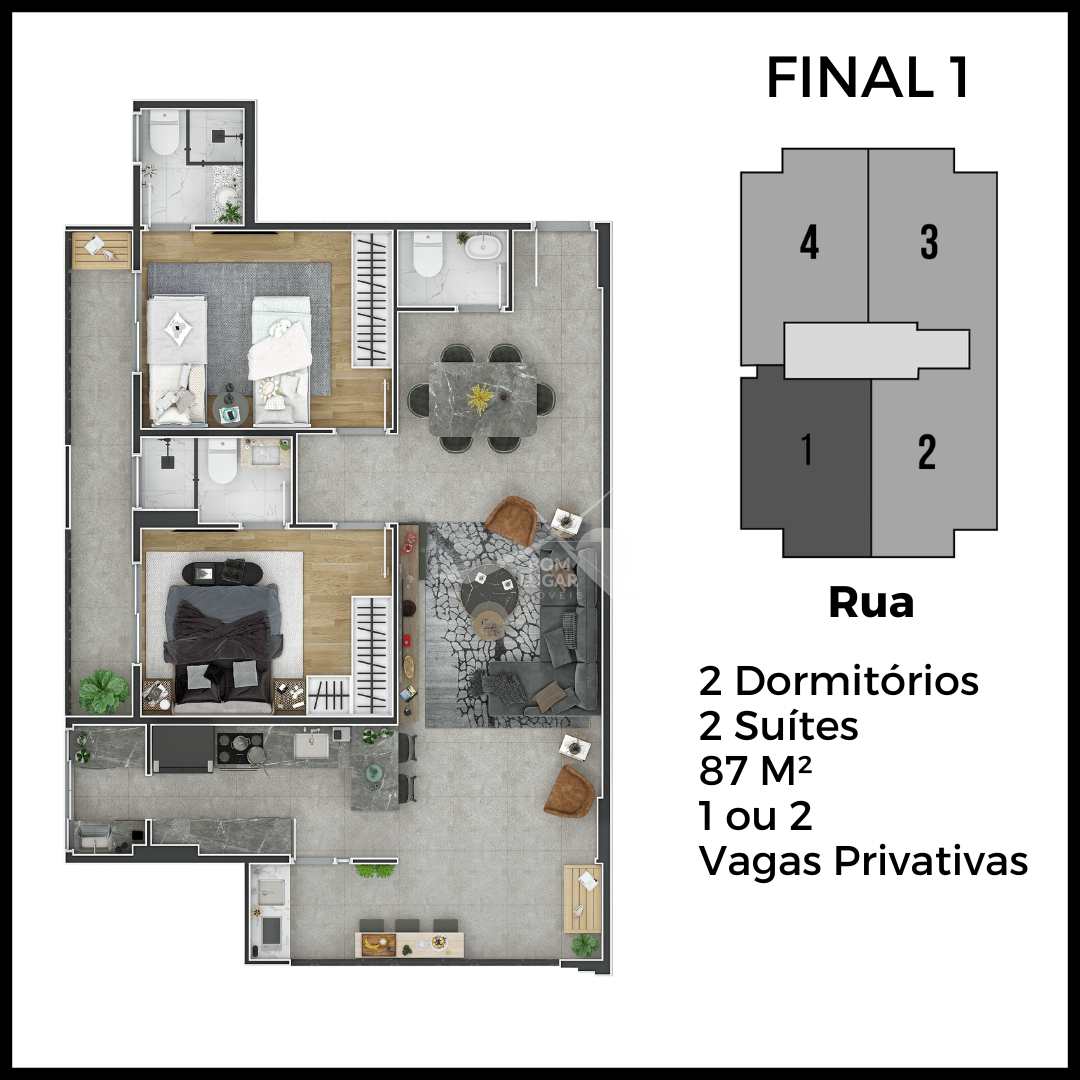 Apartamento à venda com 2 quartos, 87m² - Foto 2