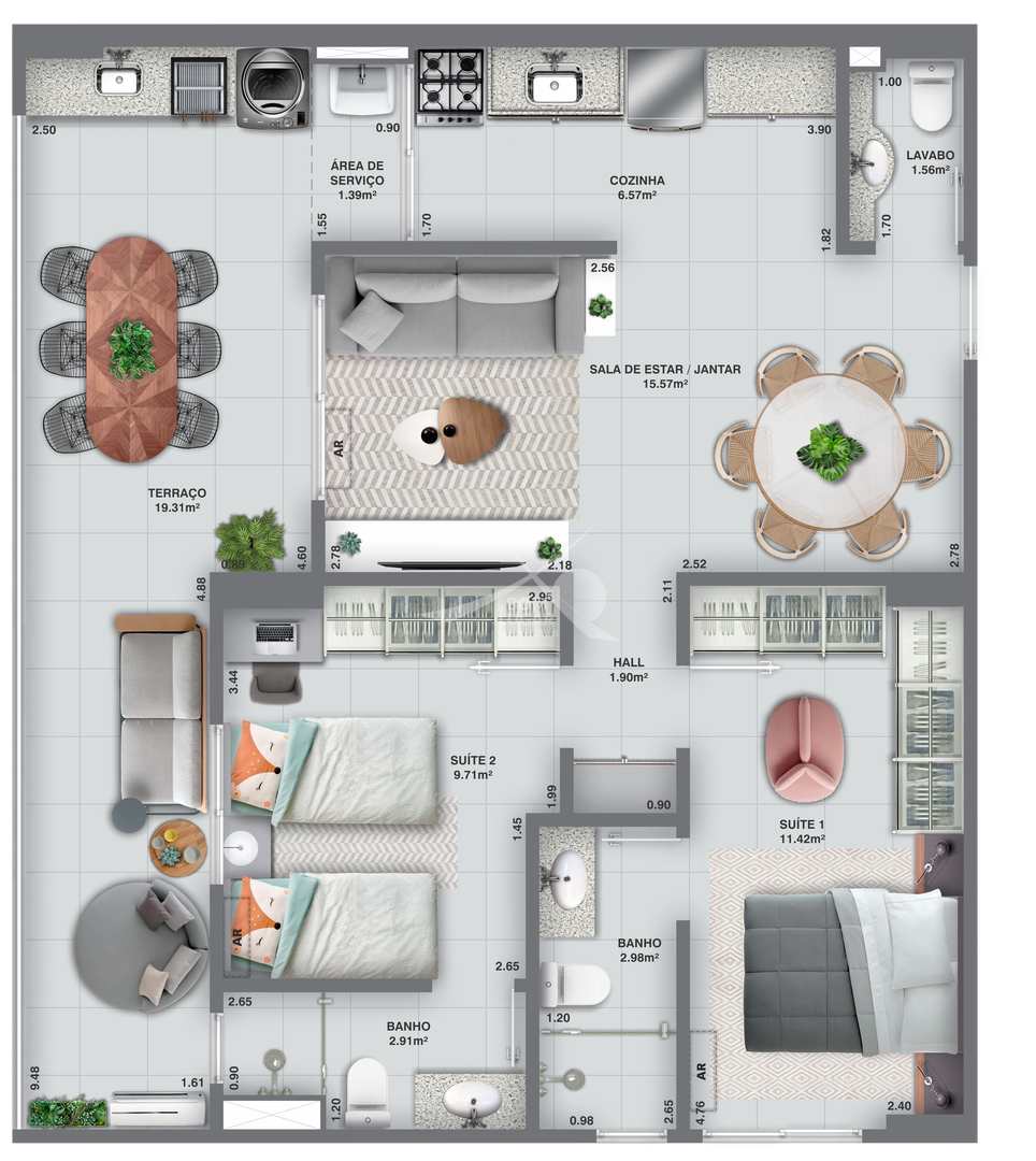 Apartamento à venda com 2 quartos, 82m² - Foto 2