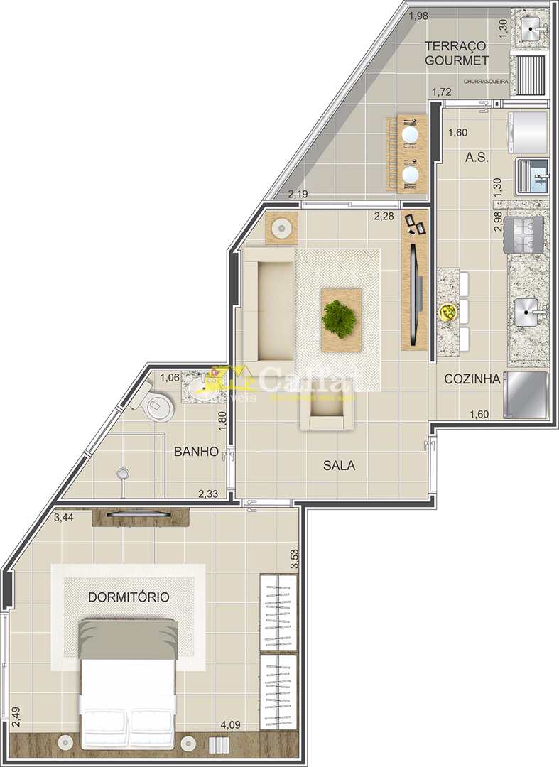 Apartamento à venda com 1 quarto, 52m² - Foto 6