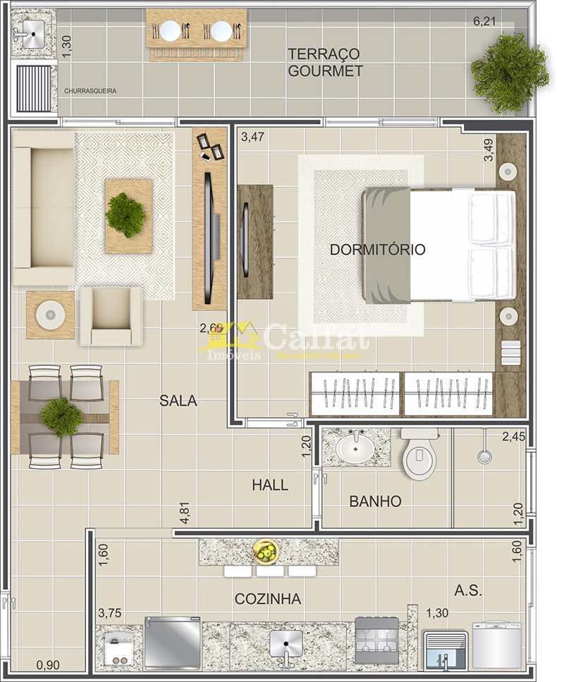 Apartamento à venda com 1 quarto, 52m² - Foto 7