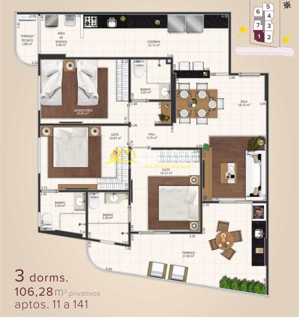 Apartamento à venda com 3 quartos, 98m² - Foto 3