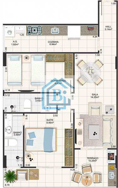 Apartamento à venda com 2 quartos, 70m² - Foto 3