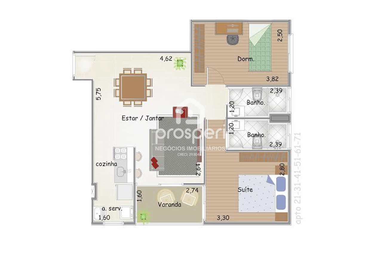 Apartamento à venda com 2 quartos, 69m² - Foto 6