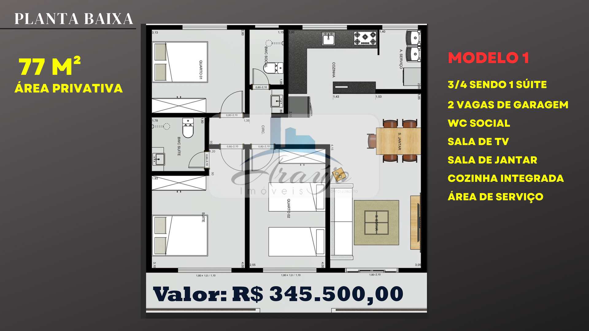 Apartamento à venda com 3 quartos, 77m² - Foto 2