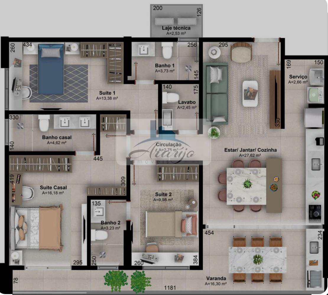 Apartamento à venda com 3 quartos, 120m² - Foto 2