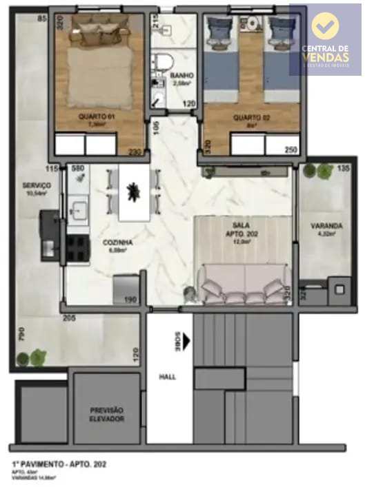 Apartamento à venda com 2 quartos, 53m² - Foto 9