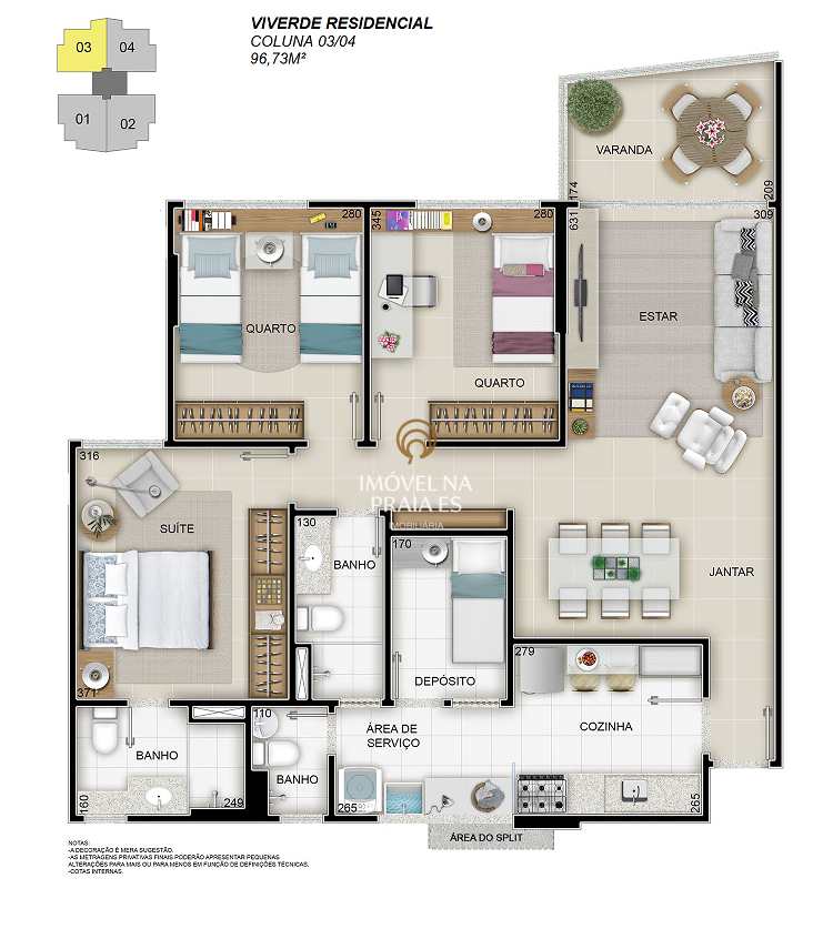 Apartamento à venda com 3 quartos, 96m² - Foto 3