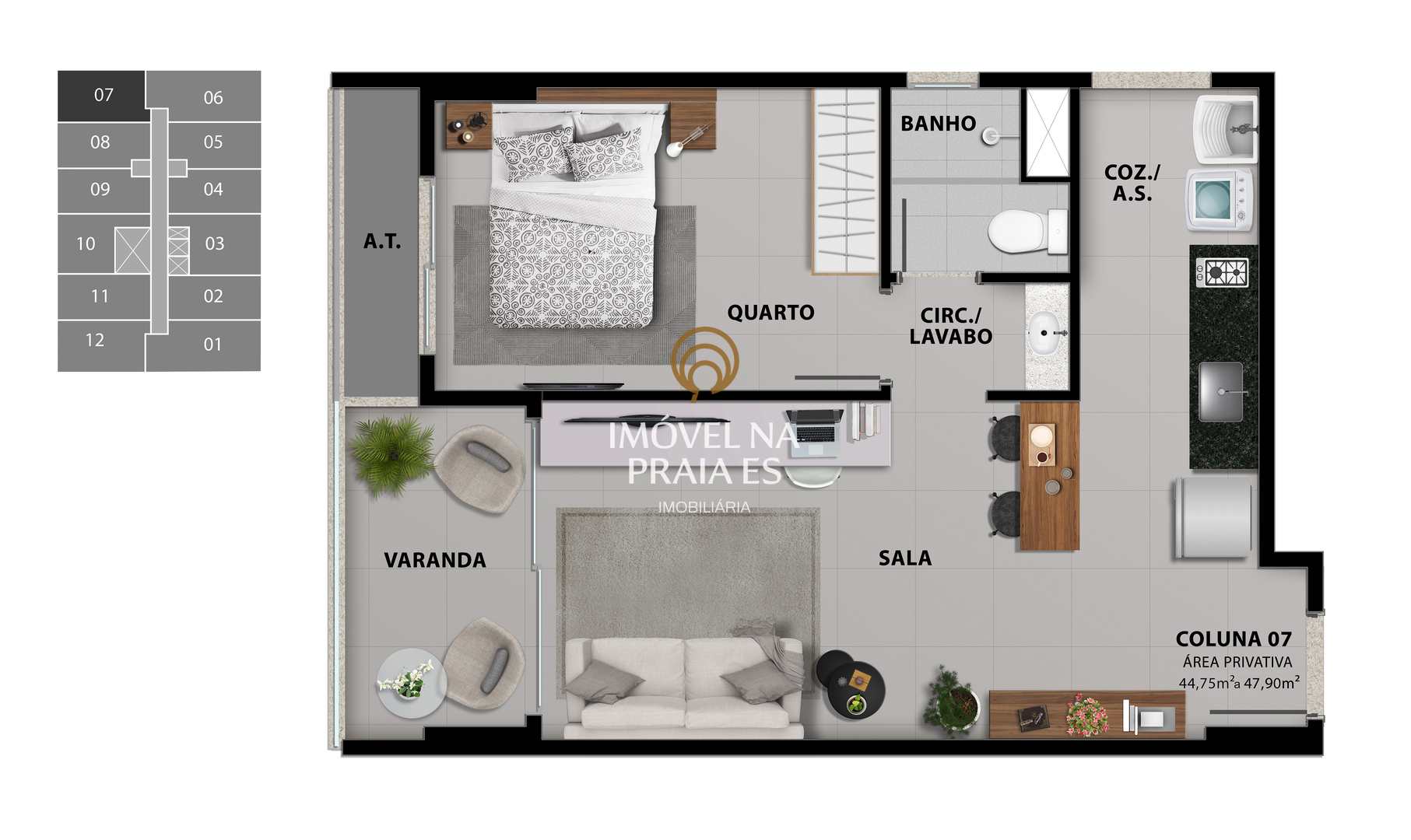 Apartamento à venda com 1 quarto, 45m² - Foto 4