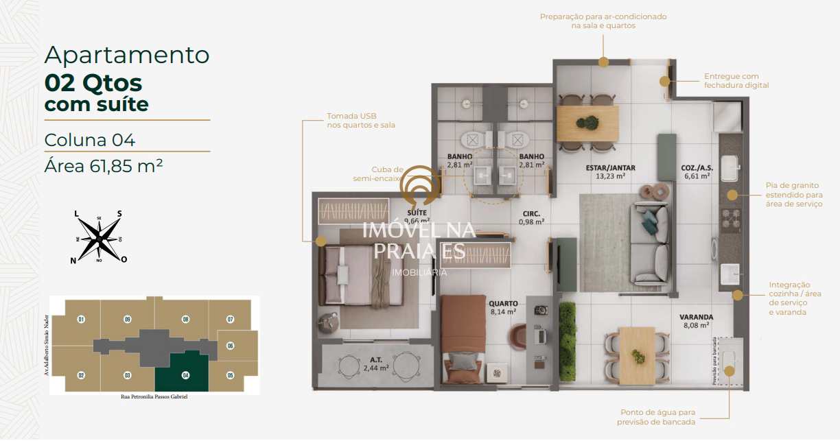 Apartamento à venda com 2 quartos, 61m² - Foto 4