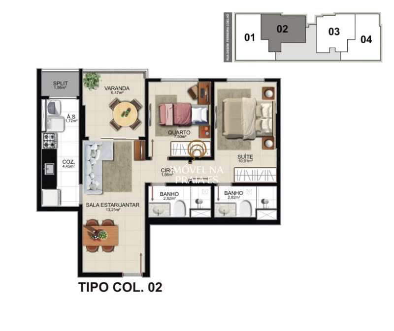 Apartamento à venda com 2 quartos, 62m² - Foto 2