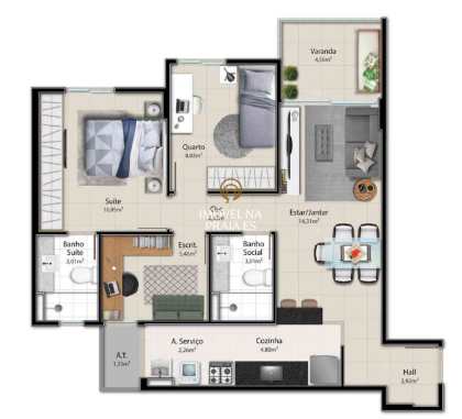 Apartamento à venda com 2 quartos, 70m² - Foto 2