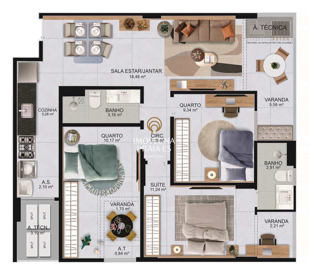 Apartamento à venda com 3 quartos, 89m² - Foto 3